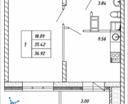 1-комнатная квартира площадью 36.92 кв.м, Омская, 10 | цена 4 042 740 руб. | www.metrprice.ru