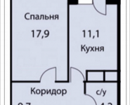 1-комнатная квартира площадью 43.8 кв.м, Триумфальная, 1 | цена 3 328 800 руб. | www.metrprice.ru