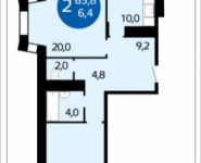 2-комнатная квартира площадью 65.8 кв.м, Акуловская, корп.23 | цена 5 290 320 руб. | www.metrprice.ru