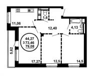 3-комнатная квартира площадью 79.1 кв.м, Трудовая ул., 1 | цена 4 113 000 руб. | www.metrprice.ru