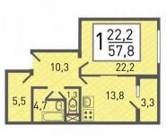 1-комнатная квартира площадью 60.6 кв.м, Преображенская ул., 4 | цена 4 957 080 руб. | www.metrprice.ru