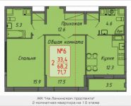 2-комнатная квартира площадью 71 кв.м, Ленинский проспект, 16 | цена 6 334 695 руб. | www.metrprice.ru