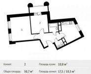 2-комнатная квартира площадью 50.7 кв.м, Фруктовая ул., 1К1 | цена 6 501 656 руб. | www.metrprice.ru