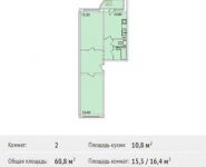 2-комнатная квартира площадью 60.8 кв.м, Высотная улица, 3 | цена 3 396 288 руб. | www.metrprice.ru