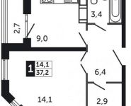 1-комнатная квартира площадью 37.2 кв.м, Северное шоссе, 4 | цена 2 120 400 руб. | www.metrprice.ru