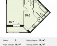 1-комнатная квартира площадью 39.9 кв.м,  | цена 4 189 500 руб. | www.metrprice.ru