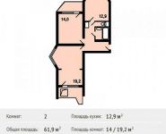 2-комнатная квартира площадью 61.9 кв.м,  | цена 6 023 110 руб. | www.metrprice.ru