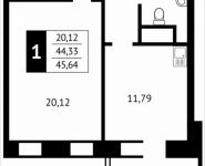 1-комнатная квартира площадью 45.6 кв.м, Клубная, 13 | цена 4 757 904 руб. | www.metrprice.ru