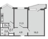 2-комнатная квартира площадью 52 кв.м, Баулинская улица, 6 | цена 5 400 000 руб. | www.metrprice.ru