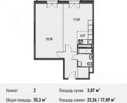 2-комнатная квартира площадью 55.3 кв.м, Белорусская ул., 10 | цена 4 866 400 руб. | www.metrprice.ru