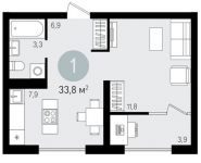 1-комнатная квартира площадью 33.8 кв.м, ул Калиновая, д. 2 | цена 3 630 000 руб. | www.metrprice.ru