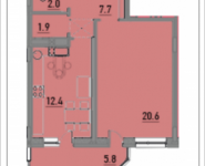 1-комнатная квартира площадью 55 кв.м, Ленинский проспект, 20 | цена 5 720 000 руб. | www.metrprice.ru