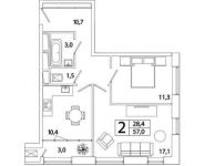 2-комнатная квартира площадью 57 кв.м, Рязанский пр-кт, 2 | цена 8 895 192 руб. | www.metrprice.ru