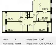 4-комнатная квартира площадью 129.1 кв.м, 1-й Нагатинский проезд, 11к1 | цена 22 026 860 руб. | www.metrprice.ru