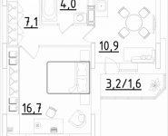 1-комнатная квартира площадью 40.3 кв.м, Строителей, корп.3 | цена 2 196 350 руб. | www.metrprice.ru