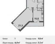 1-комнатная квартира площадью 46.8 кв.м, Сколковская улица, 7А | цена 4 076 280 руб. | www.metrprice.ru