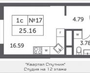 1-комнатная квартира площадью 25.16 кв.м, Мякининское шоссе, 4, корп.4 | цена 2 613 620 руб. | www.metrprice.ru