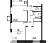 3-комнатная квартира площадью 60.8 кв.м, Мнёвники улица, д.5 | цена 10 542 720 руб. | www.metrprice.ru