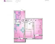 2-комнатная квартира площадью 69.1 кв.м, | цена 5 873 500 руб. | www.metrprice.ru