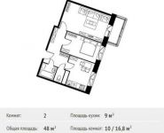 2-комнатная квартира площадью 48 кв.м, Фруктовая ул, 1 | цена 3 981 428 руб. | www.metrprice.ru