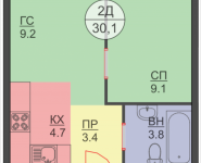 2-комнатная квартира площадью 33.4 кв.м, Авангардная, корп.7 | цена 3 874 400 руб. | www.metrprice.ru