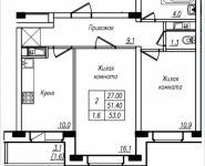 2-комнатная квартира площадью 53 кв.м, Просвещения, 12 | цена 2 730 840 руб. | www.metrprice.ru