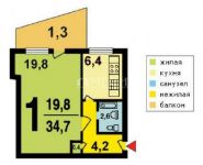 1-комнатная квартира площадью 35 кв.м, Ясеневая ул., 4 | цена 4 700 000 руб. | www.metrprice.ru