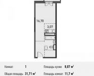 1-комнатная квартира площадью 30.6 кв.м, Белорусская ул., 10 | цена 3 217 774 руб. | www.metrprice.ru