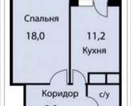 1-комнатная квартира площадью 41.2 кв.м, Триумфальная, 1 | цена 3 296 000 руб. | www.metrprice.ru