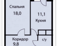 1-комнатная квартира площадью 43.3 кв.м, Триумфальная, 1 | цена 3 464 000 руб. | www.metrprice.ru