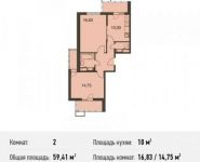2-комнатная квартира площадью 59.4 кв.м, улица Фабрициуса, 22 | цена 5 943 971 руб. | www.metrprice.ru