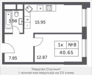 1-комнатная квартира площадью 40.65 кв.м, Мякининское шоссе, 4, корп.6 | цена 4 186 462 руб. | www.metrprice.ru