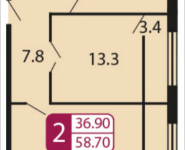 2-комнатная квартира площадью 58.7 кв.м, Ивановская, 7, корп.8Д | цена 4 813 400 руб. | www.metrprice.ru