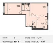 2-комнатная квартира площадью 66.8 кв.м, Ивановская улица, 1А | цена 5 253 000 руб. | www.metrprice.ru