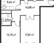 2-комнатная квартира площадью 65.2 кв.м, Фабрициуса ул., 18 | цена 10 435 200 руб. | www.metrprice.ru