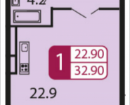 1-комнатная квартира площадью 32.9 кв.м, Ивановская, 7, корп.8Д | цена 3 026 800 руб. | www.metrprice.ru