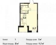 1-комнатная квартира площадью 25 кв.м, Осташковское шоссе, 48А | цена 2 459 500 руб. | www.metrprice.ru