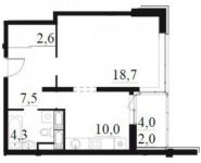 1-комнатная квартира площадью 45.1 кв.м,  | цена 9 700 000 руб. | www.metrprice.ru