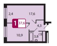 1-комнатная квартира площадью 37 кв.м, Северный кв-л | цена 2 650 800 руб. | www.metrprice.ru