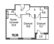 2-комнатная квартира площадью 78.3 кв.м, Серебрякова пр. | цена 12 427 204 руб. | www.metrprice.ru