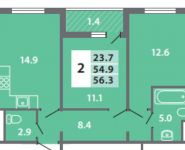 2-комнатная квартира площадью 56.3 кв.м, Производственная ул., 6С32 | цена 6 052 250 руб. | www.metrprice.ru