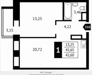 1-комнатная квартира площадью 42.6 кв.м, Клубная, 13 | цена 4 524 972 руб. | www.metrprice.ru