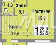 1-комнатная квартира площадью 53 кв.м,  | цена 9 200 000 руб. | www.metrprice.ru