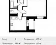 1-комнатная квартира площадью 36.9 кв.м, Фруктовая улица, 1 | цена 4 477 830 руб. | www.metrprice.ru