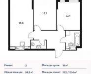 2-комнатная квартира площадью 54 кв.м, Маршала Захарова ул., 7 | цена 7 998 390 руб. | www.metrprice.ru