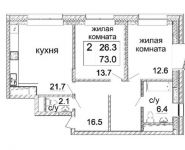 2-комнатная квартира площадью 74.3 кв.м, улица Архитектора Щусева, 2к1 | цена 16 504 110 руб. | www.metrprice.ru