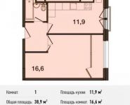 1-комнатная квартира площадью 38.9 кв.м, Ивановская ул., 1 | цена 3 345 400 руб. | www.metrprice.ru