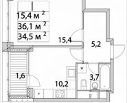 1-комнатная квартира площадью 36.1 кв.м, Автозаводская ул., 23К6 | цена 9 927 500 руб. | www.metrprice.ru