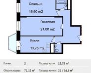 2-комнатная квартира площадью 71.1 кв.м, Ясная ул, 7 | цена 4 925 364 руб. | www.metrprice.ru