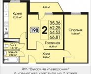 2-комнатная квартира площадью 66.81 кв.м, Можайское шоссе, корп.1 | цена 3 841 575 руб. | www.metrprice.ru